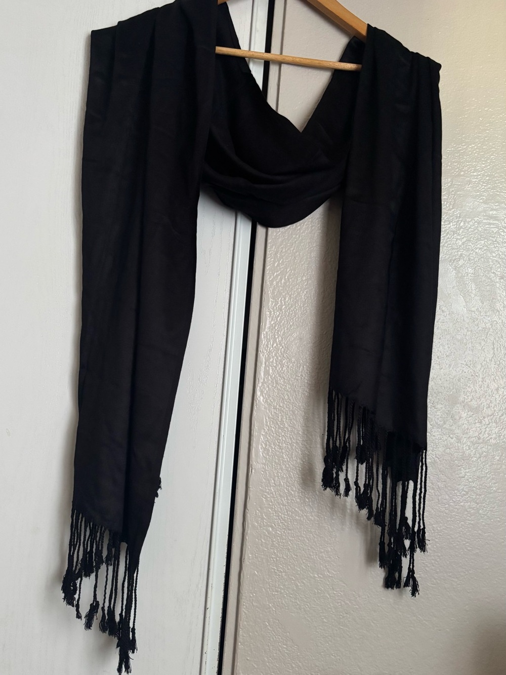 Nine West Black Fringe Wrap Scarf
